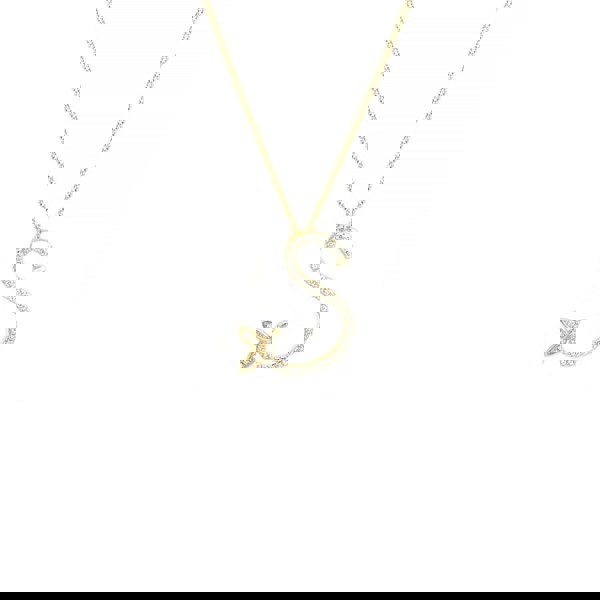 Say It With 1 Inch Winged Full CZ Stones Initial Necklace - 18ct Yellow Gold Plated