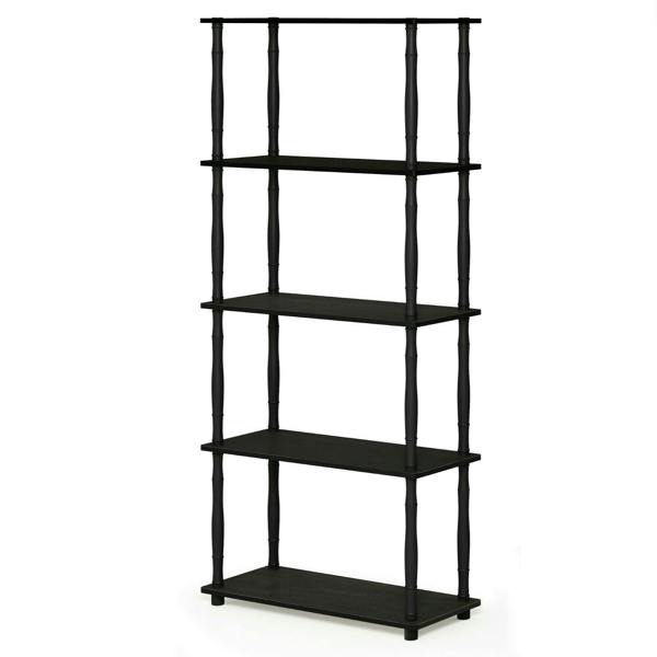 WALPLUS Turn-N-Tube 5-Tier Multipurpose Shelf Display Rack with Classic Tubes, Espresso/Black perfect for organized storage and display