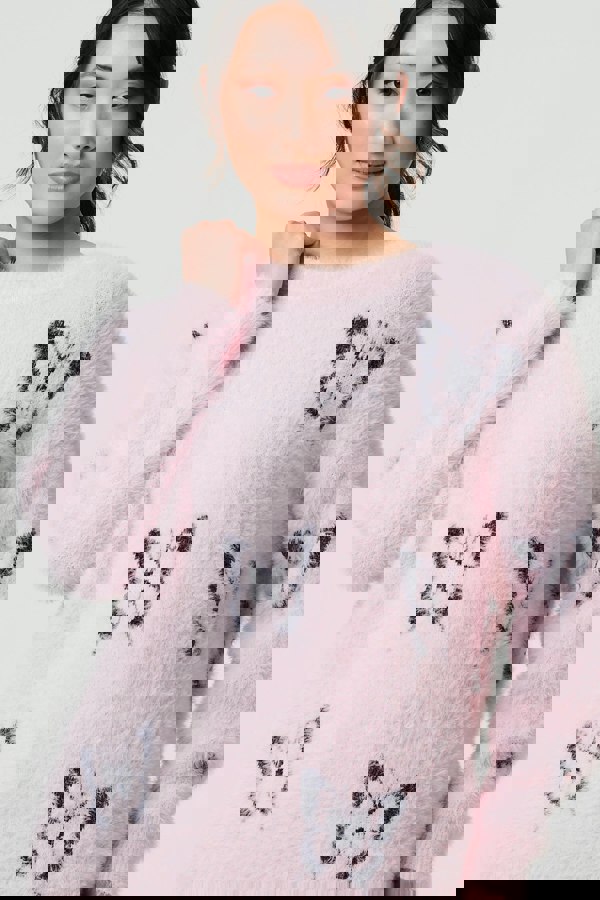 Pink | Butterfly Print Soft Texture Jumper
