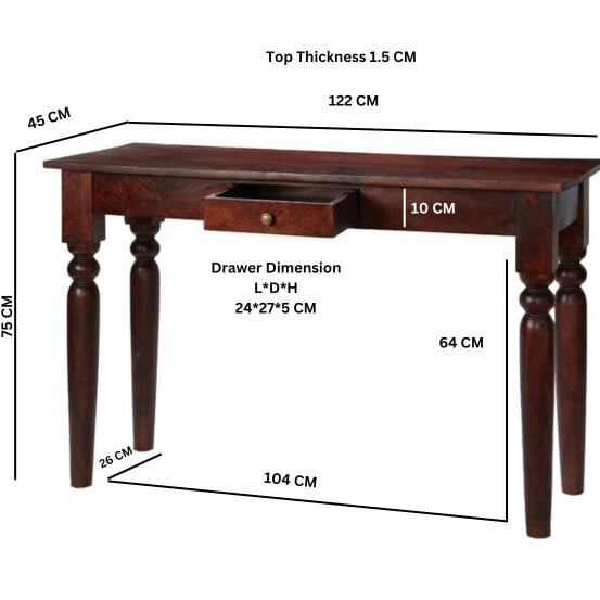 Wyld Haus Oxford Mahogany Mango Wood Console Table 1 Drawer