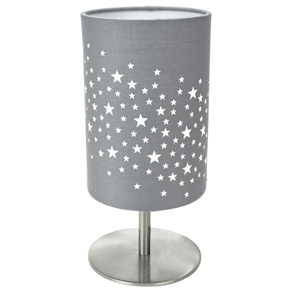 Beautiful Stars Decorated Children/Kids Soft Grey Cotton Bedside Table Lamp Image 1