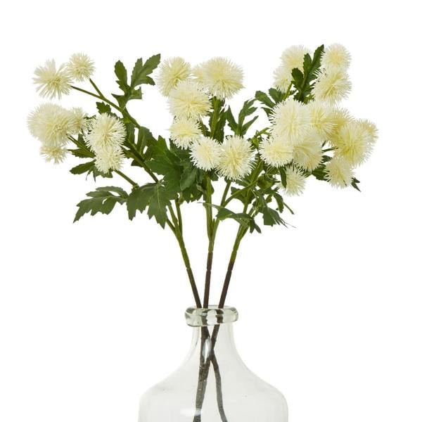 Wyld Haus Set of 3 Artificial Flowers Cream Globe Thistle Sprays