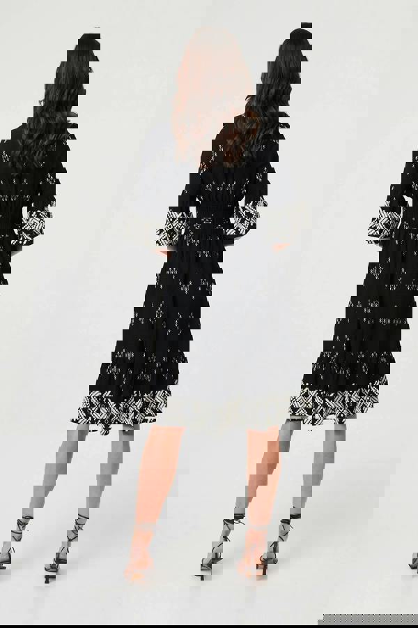 Black | Border Print Relaxed Knee Length Dress