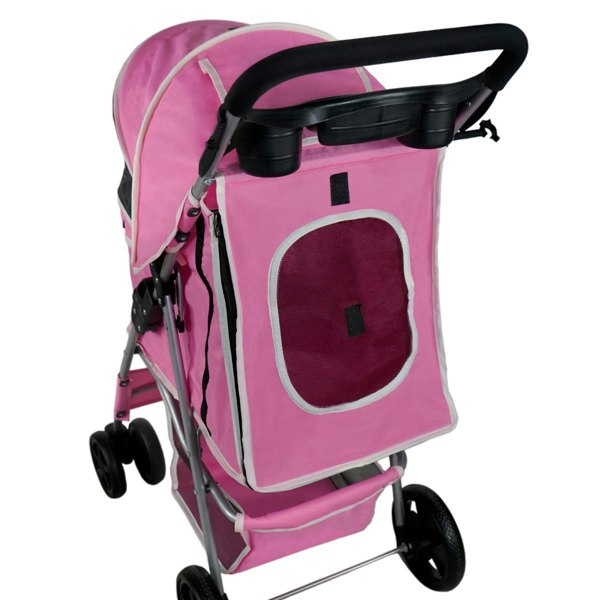 Monstershop Pet Stroller with Rain Cover – Pink