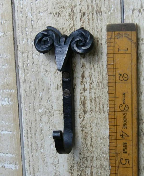 Hand Forged Sheep Head Scroll Hook With Beeswax Finish - 110mm