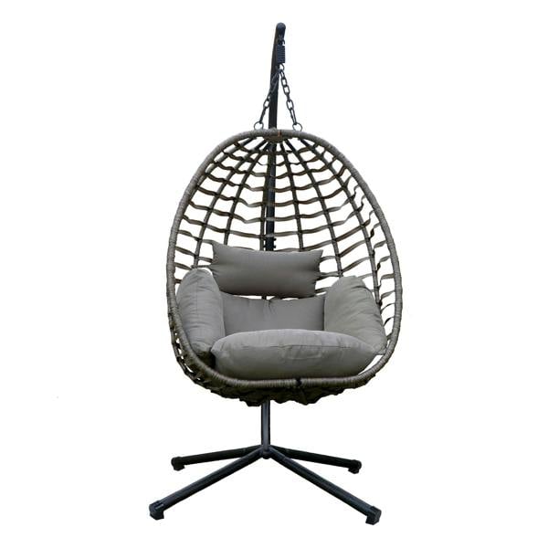 Gardenwize Hanging Egg Chair – Chrysalis Rattan Swing Chair with Cushions