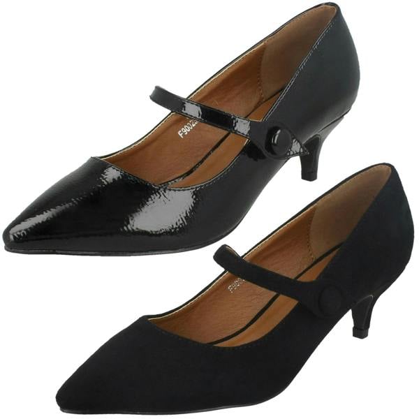 Spot On Ladies Spot On Mid Heel Mary Jane Shoes