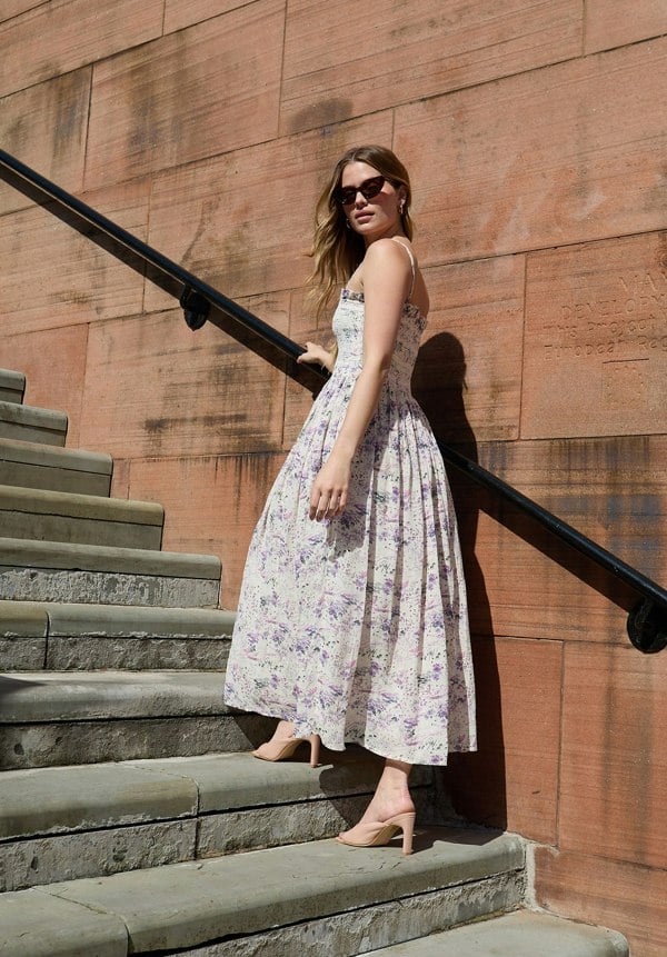 Annie Smocked Wonderland Floral Print Maxi Dress In Multi - image 2
