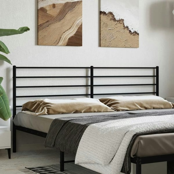 Berkfield Metal Headboard Black 200 cm