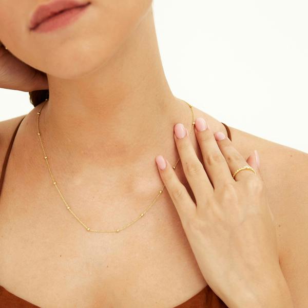 Spero London Beaded Satellite Sterling Silver Chain Necklace Layering Set