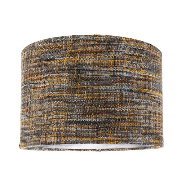 Vintage Lined Linen Fabric Lamp Shade in Mustard Burgundy and Grey Image 1