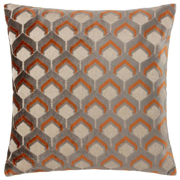 Paoletti Ledbury Jacquard Cushion Cover - Ginger/Grey - 