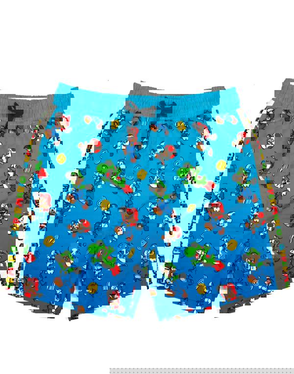 Nintendo Super Mario Boys Blue Mario & Luigi All-Over Print Swim Shorts