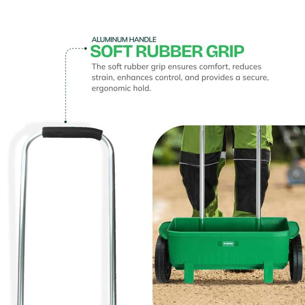 My Garden Outdoor Living My Garden Lawn Spreader 12 Litre Rotary Seed Grit Salt Spreader with Protective Roof & 110CM Long Handle Grass Spreader
