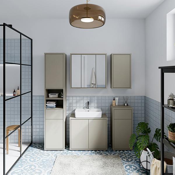 Furniture To Go Alice Springs Hanging Storage Cupboard with 1 Door Push-to-Open in Taupe