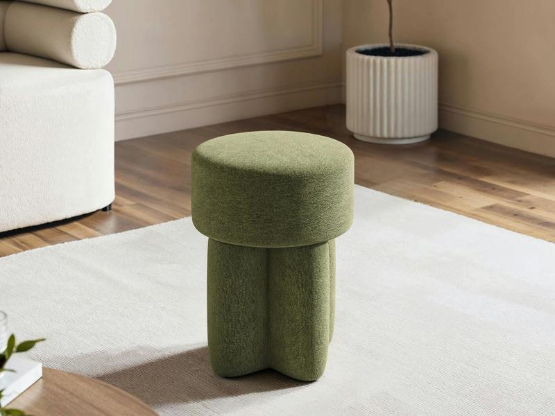 Astrid Fabric Pouffe Olive Green