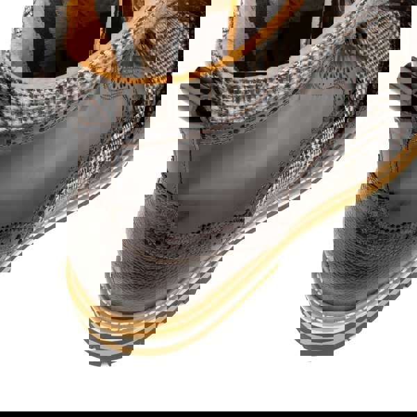 Embassy London Wanderer - Brown Check - Men's leather combat style side zipper boot in brown