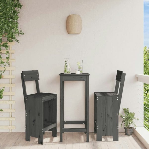 Berkfield Bar Stools 2 pcs Grey 40x48.5x115.5 cm Solid Wood Pine