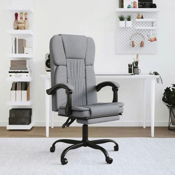 Berkfield Reclining Office Chair Light Grey Fabric