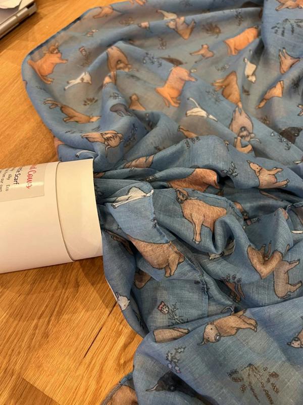 Art on Scarves Recycled Bottle Scarf - Highland Cows