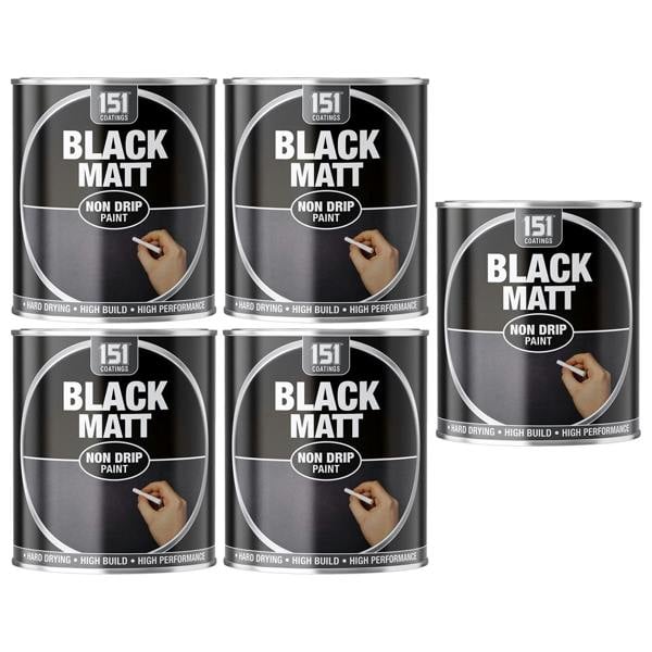 151 5X Matt Black Non-Drip Paint 300ml