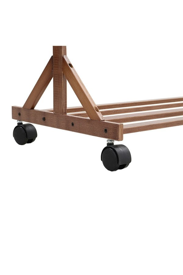 Living and Home Bamboo Clothes Rack Coat Garment Holder with Bottom Shelf Shoe Clothing Organizer