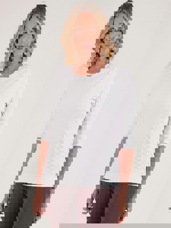 PennyPlain Solid Round Neck Top - White