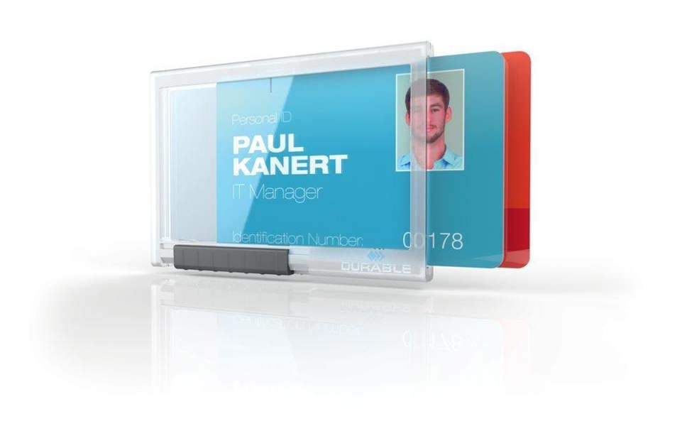 Durable PUSHBOX Duo 2 Card Security Pass ID Holder | 10 Pack | Clear