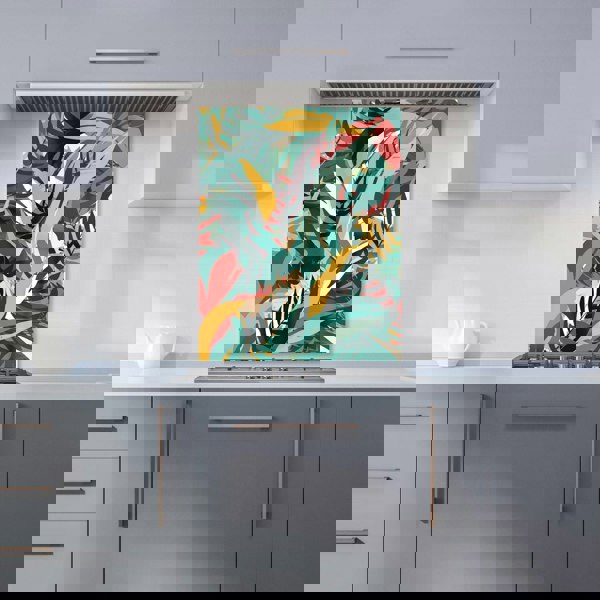 Warren Reed - Designer Coloured Tropical Leaves Kitchen Splashback