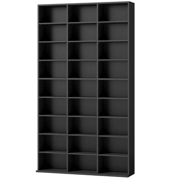 Bobobiy 835 CD/500 DVD Storage Unit, Blu-ray Media Storage Shelf with 27 Compartments and 21 Adjustable Shelves, Black