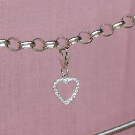 Sterling Silver Crystal Heart Charm - MYLEE London