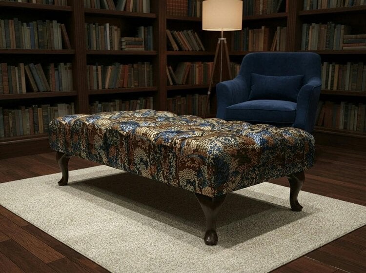 ISTOOLS Premium Stained Glass Footstool Ottoman – Stylish Seating Bench & Coffee Table (Non-Storage) - 36 x 24 Inches (92 x 61cm)