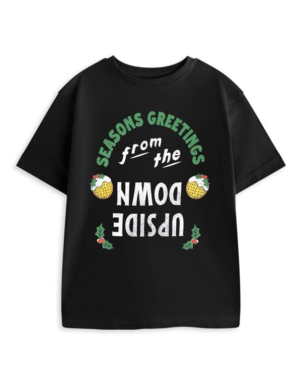Stranger Things Unisex Kids Black Season Greetings Short Sleeved T-Shirt