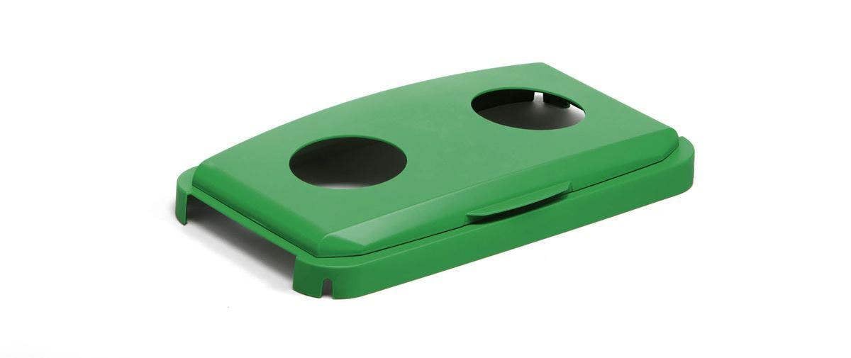 Durable 60L Hinged Bin Lid Green | Two Holes for Cans/Bottles | DURABIN