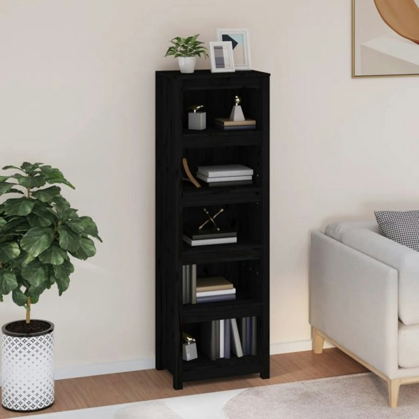 Berkfield Book Cabinet Black 50x35x154 cm Solid Wood Pine