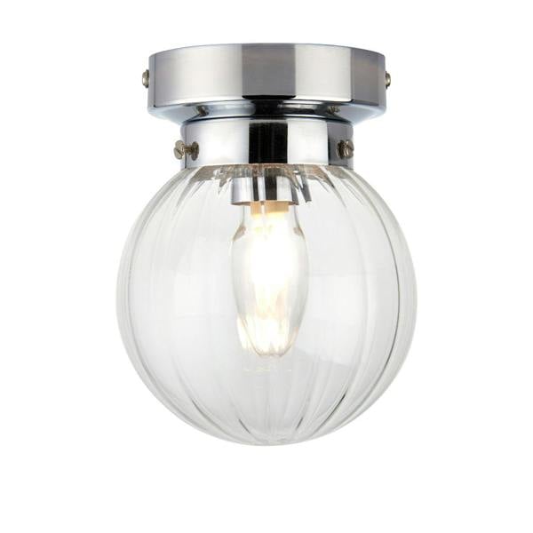 Pagazzi Lighting Amelie IP44 Flush Polished Chrome Ceiling Light