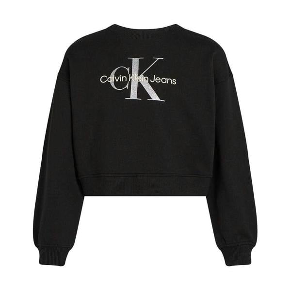 Calvin Klein Girls Jeans Ribbed Long-Sleeved Sweatshirt - Black - 
