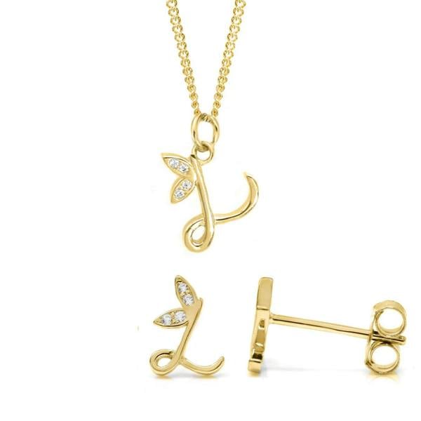 Say It With Dainty Winged Initial Bundle - Yellow Gold