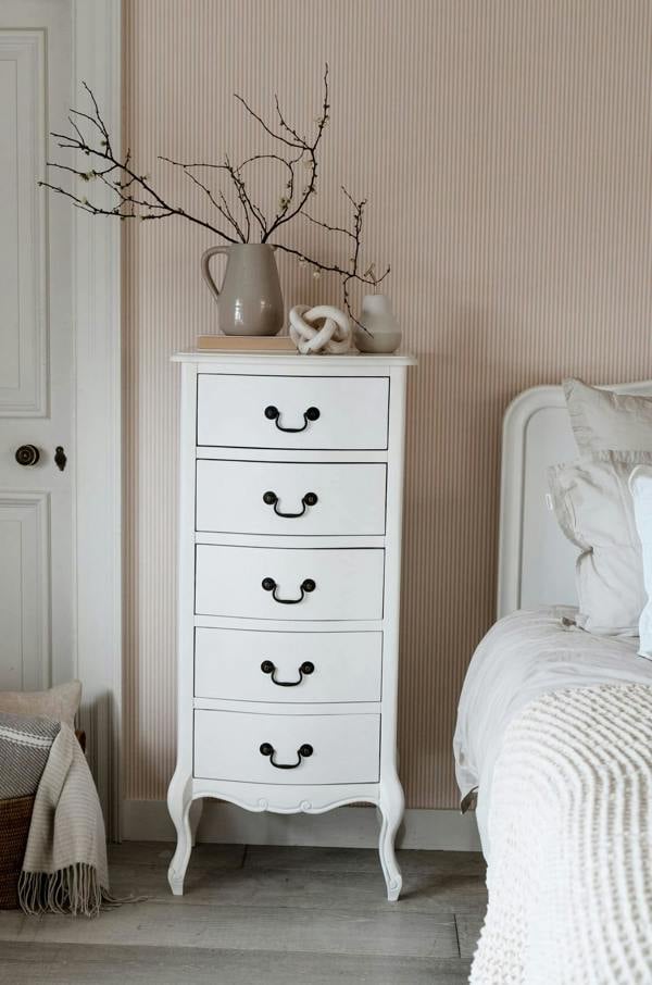 Statement Furniture Juliette Tallboy 5 Drawer French Style Bedroom Chest