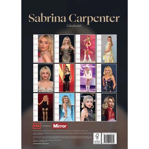 Sabrina Carpenter A3 Calendar 2027, Wall Calendars, Month To View, Entertainment, Gift