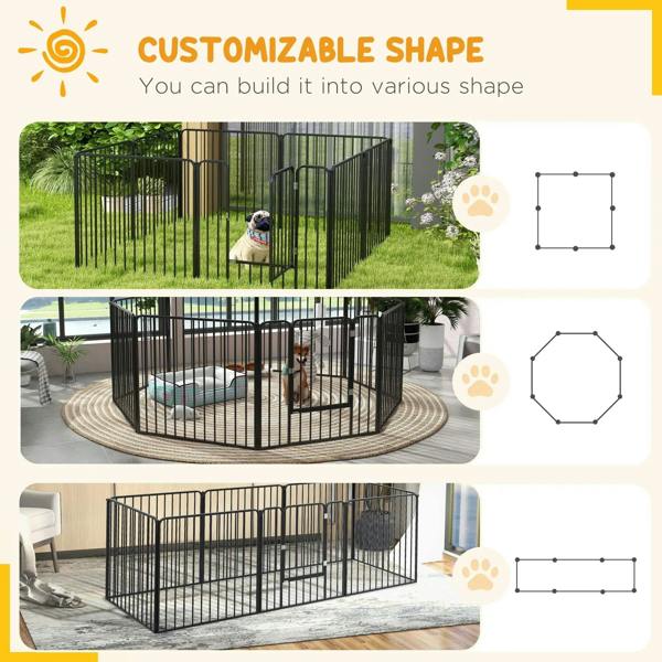 Dog pen customizable shape graphic showing buildable multi-panel layouts