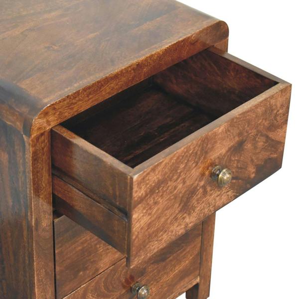 Artisan Furniture Solid Wood California Walnut Naya Bedside, 3 Drawers, Brown