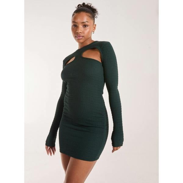 Pink Vanilla Popcorn Scoop Racer Long Sleeve Mini Dress