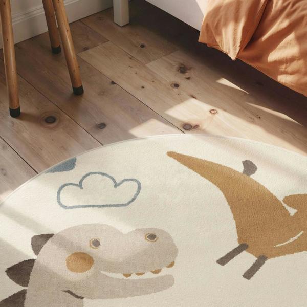 Adventures Kids Rug Dino Cream Underfloor Heating, Fun Design Rug