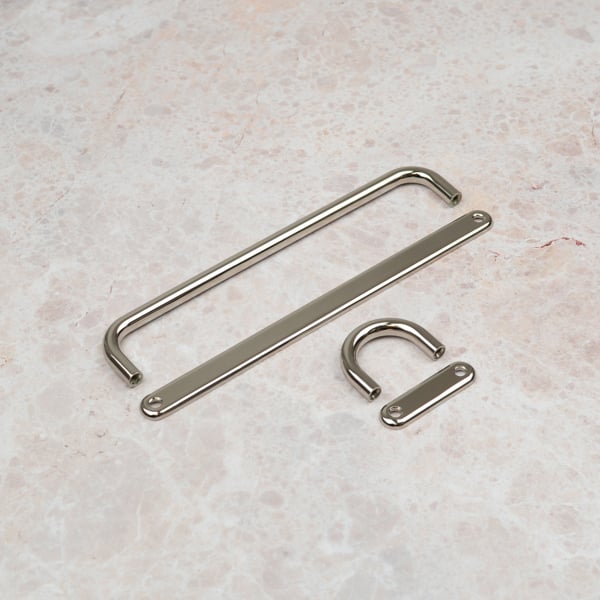 Handle & Home Bright Nickel  Loop Cabinet Handles with Backplate