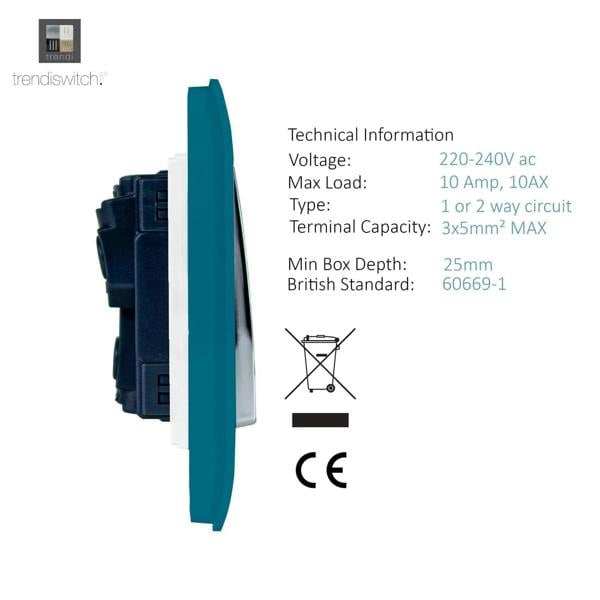Trendi Switch 4 Gang Intermediate Rocker Light Switch in Ocean Blue