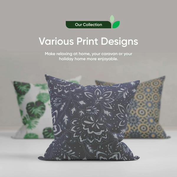 Gardenwize Pair of Outdoor Scatter Cushions - Green/Grey Leaf Design