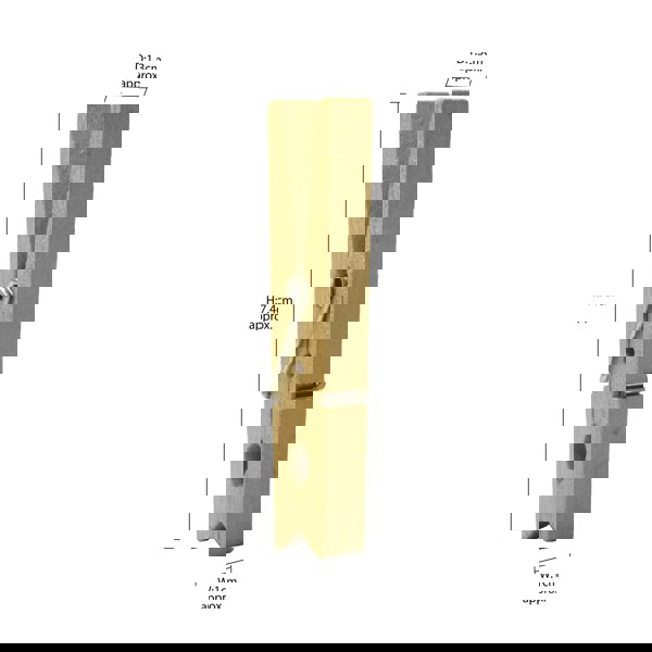 JVL Plastic Peg Basket, Grey with 102 Birch Wood Pegs, Brown