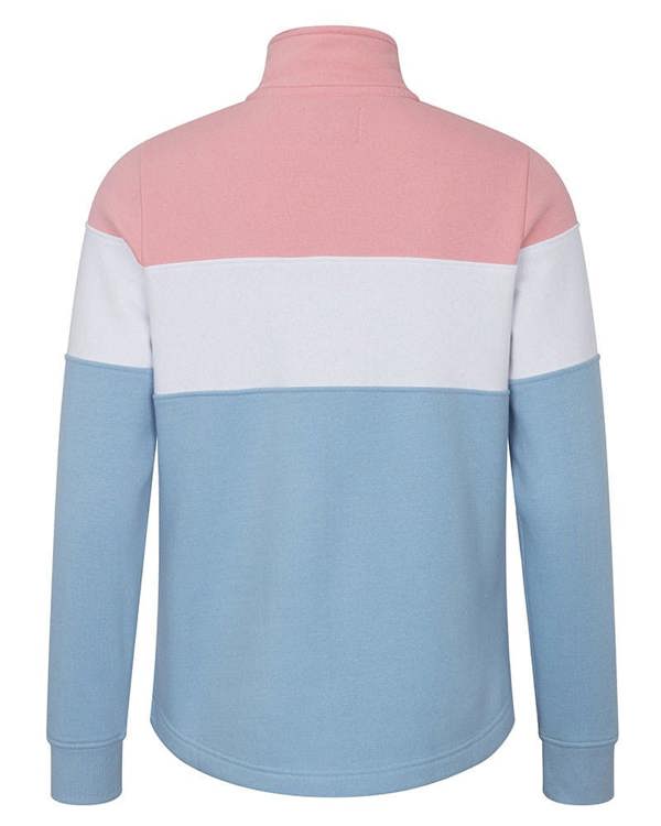Hoggs of Fife Dumfries Ladies 1/4 Zip Jumper - Pink/Blue/White
