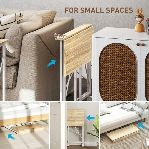 Wyld Haus Yokare 80cm Wooden Natural and White Folding Desk On Wheels